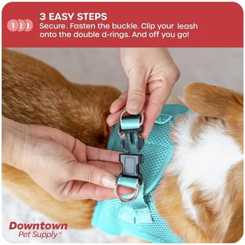 Downtown Pet Supply Step-in Dog Harness – No Pull, Adjustable Padded Mesh with Reflective Trim, Secure Buckle Strap – Comfortable & Breathable Small Dog Harness, XX-Small, Light Blue - Image 5