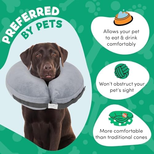 BENCMATE Inflatable Dog Cone Collar Alternative After Surgery Medium+,Grey - Image 4