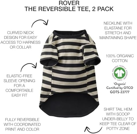 Pet Passion Rover Dog T-Shirt, Reversible, 2 Pack, Black Sand, XX-Small - Image 2