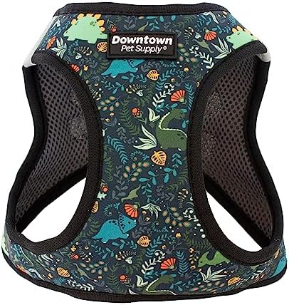 Downtown Pet Supply Step-in Dog Harness – No Pull, Adjustable Padded Mesh with Reflective Trim, Secure Buckle Strap – Comfortable & Breathable Small Dog Harness, XX-Small, Dinosaur by DowntownPetSupply