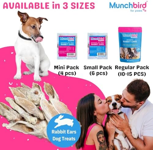 Munchbird Dehydrated Rabbit Ears for Dogs (4pcs) European Furry Rabbit Natural Fiber for Digestive Health - Image 6