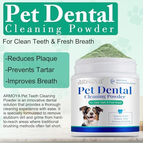 ARMOYA Dog Dental Powder for Fresh Breath and Healthy Teeth - Plaque Control for Small, Medium, Large Dogs - Image 2