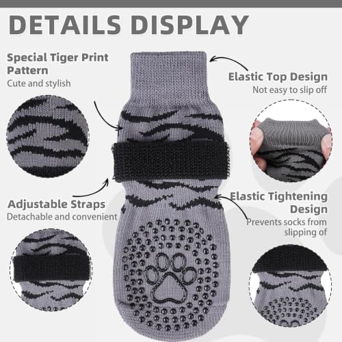 KOOLTAIL Dog Socks for Hot/Cold Pavement to Prevent Licking Paws for Small Medium Large Senior Dogs,Dog Boots&Paw Protector for Hardwood Floors Anti Slip,Traction Control No Twist Grip Booties,S - Image 4