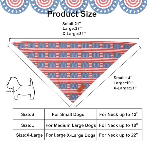 PTDECOR American Flag Dog Bandana, 4th of July Patriotic Pet Scarf, Large - Image 4