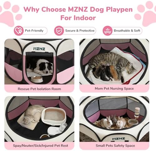 Dog Cat Small Animal Puppy Playpen Crate, Large, Pink - Image 4