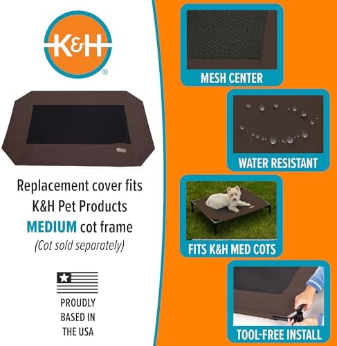 K&H PET PRODUCTS Original Pet Cot Replacement Cover (Cot Sold Separately) - Chocolate/Black Mesh, Medium 25 X 32 Inches - Image 4