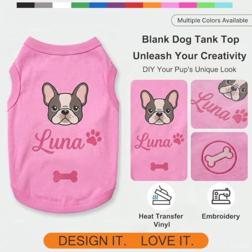 Chol&Vivi Plain Dog Shirt, 4pcs Blank Cotton Shirts Fit for Extra Small to Extra Large Size Dogs, Sleeveless Apparel Soft and Lightweight, Tank Top for All Breeds, Blue/Purple/Pink/Rose Red, Large - Image 6