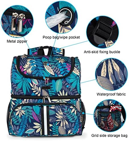 BAGLHER Pet Travel Bag, Double-Layer Pet Supplies Backpack (for All Pet Travel Supplies), Pet Travel Backpack with 2 Silicone Collapsible Bowls and 2 Food Baskets Hawaii - Image 3