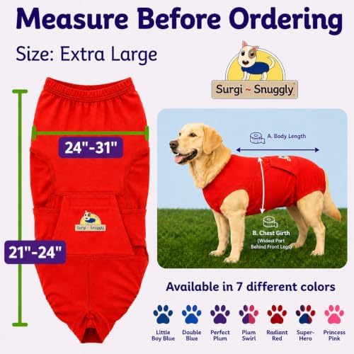 Surgi Snuggly Dog Surgery Recovery Suit, Cone Alternative, Spay/Neuter XL - Image 6