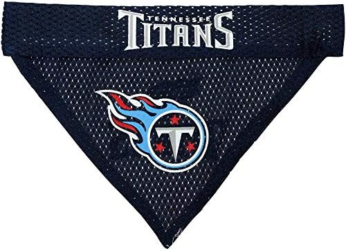 Pets First NFL DOG BANDANA - TENNESSEE TITANS REVERSIBLE PET BANDANA. 2 Sided Sports Bandana with a PREMIUM Embroidery TEAM LOGO, Small/Medium. - 2 Sizes & 32 NFL Teams available by PETSFIRST