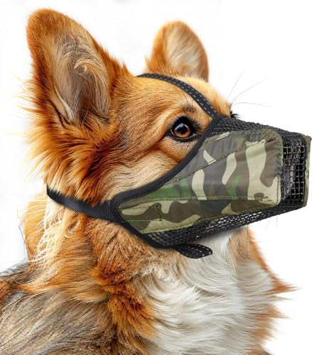 Dog Muzzle, Adjustable Soft Mesh Muzzle Anti-Biting, Chewing, Scavenging by Pawfun