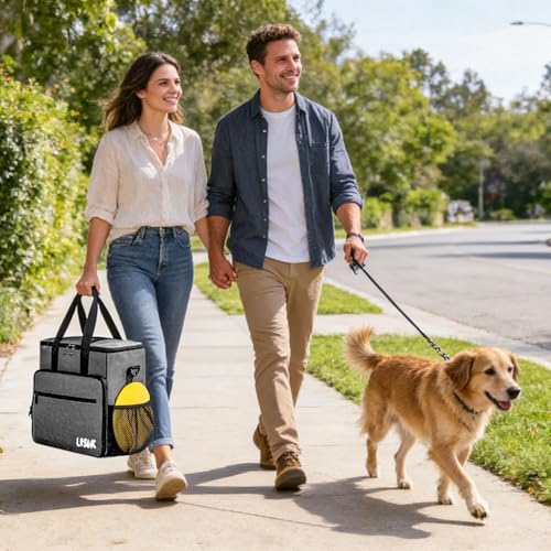 5 Set Dog Travel Bag for Supplies, Dog Lovers, Large Pet Travel Kit Includes 2 Food Containers&2 Collapsible Bowls、Placemats,Grey - Image 2