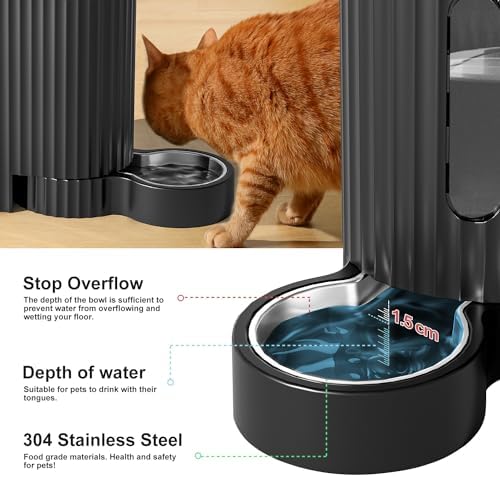 Gravity Automatic Cat Feeder, Water & Food Dispenser Set, Stainless Bowls - Image 5