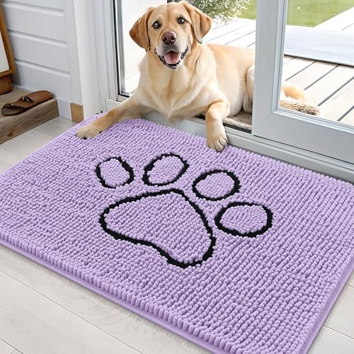 OLANLY Dog Door Mat for Muddy Paws 36x24, Paw Print Design Chenille Mud Mat by OLANLY