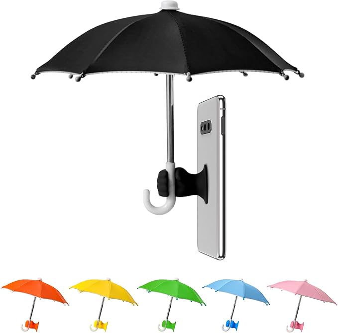Phone Umbrella Stand, Sun Shade Mini Umbrella for Cell Phone with Adjustable Fist Style Suction Cup, Universal Anti-Glare Sun Visor for Outdoor by Harewu