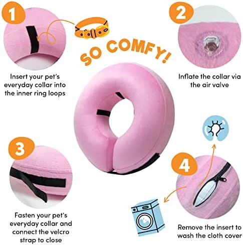 BENCMATE Inflatable Dog Cone Collar Alternative After Surgery XLarge, Pink - Image 2