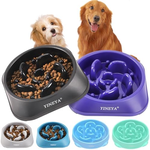 YINEYA 2Pcs Dog Puzzle Bowl Dog Feeder, Dog Puzzle Feeder, Dog Bowls Small Size Dog, Slow Feeder Dog Bowls Large Breed, Dog Slow Feeder Bowl, Dog Food Bowl Slow Feeder, Dog Bowl Slow Feeder by YINEYA