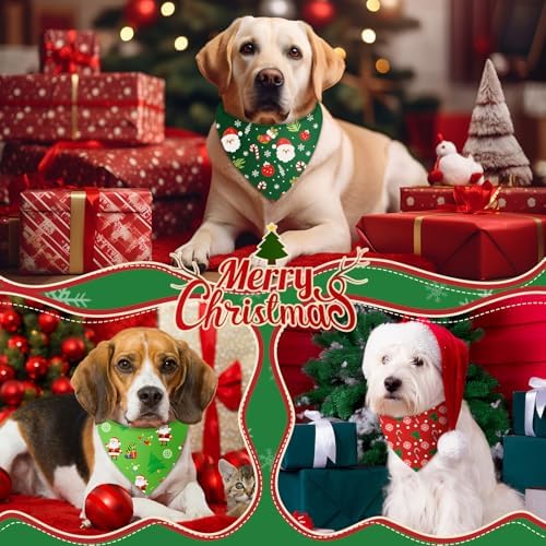 Weewooday 50 Pcs Christmas Dog Bandanas Bulk 25.6 x 17.7 x 17.7 Inch - Image 6