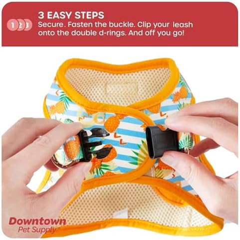 Downtown Pet Supply Step-in Dog Harness – No Pull, Adjustable Padded Mesh with Reflective Trim, Secure Buckle Strap – Comfortable & Breathable Small Dog Harness, Large, Pineapple - Image 5