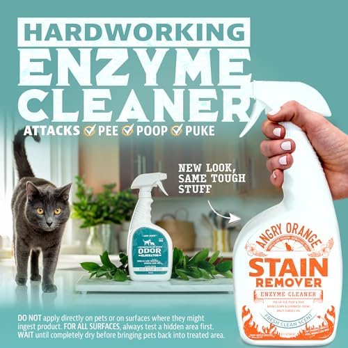 ANGRY ORANGE Cat Urine Odor Eliminator & Stain Remover, Pet Stain Enzyme Cleaner Spray for Dog & Cat Pee - Fresh Scent - 32 oz - Image 2