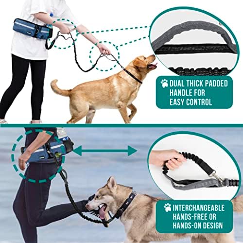 PetAmi Hands Free Dog Leash with Waist Running Belt Bag, Single (Navy) - Image 6