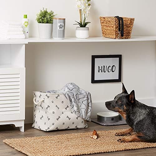 Bone Dry Pet Storage Collection Paw and Bone Print, Medium Rectangle, 16x10x12, Gray - Image 4