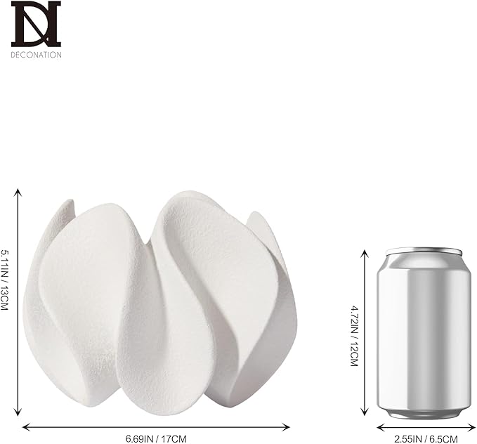DN DECONATION Abstract Home Decor Living Room Coffee Table Decor | Modern White Textured Art Statue, Resin Sculpture for Bookshelf Desk Bedroom Office Wedding Gift for Women Men - Image 3