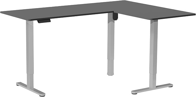 VIVO Black 63 x 55 in Corner Standing Desk, DESK-E3CTGB | Electric, Reversible L-Shaped Table, Sit Stand, Height Adjustable, Memory Controller, Office Furniture Sets, Gray Frame - Image 9
