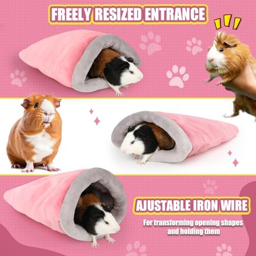 Guinea Pig Sleeping Bag, Adjustable Entrance for Keep Opening, Snuggle Bag and Playtime Sack for Guinea Pig, Rabbits and Other Small Pets, Pink - Image 2