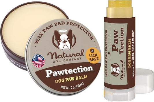 Natural Dog Company Pawtection Bundle with (1) 2 oz. Tin and (1) Travel Size Stick Healing Balm for Dogs by NaturalDogCompany