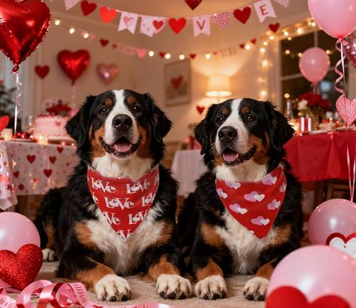 Valentines Dog Bandanas 2PCS-XLarge,Love Pet Scarf for Boys and Girls,Heart Bandana for Weddings,Parties,and Holidays,Dog Outfit Gifts for Extra Large Dogs(Red) - Image 5