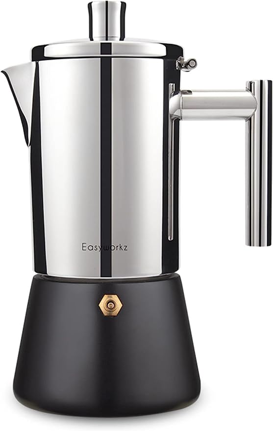 Easyworkz Diego Stovetop Espresso Maker Stainless Steel Italian Coffee Machine Maker 12Cup 17.5 oz Induction Moka Pot by Easyworkz