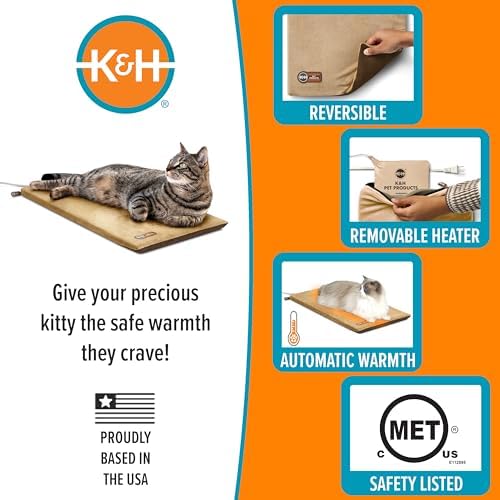 K&H PET PRODUCTS Thermo-Kitty Mat Heated Pet Bed Mocha 12.5 X 25 Inches - Image 3