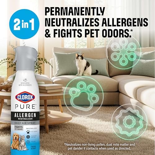 Clorox PURE Allergen Neutralizer Daily Air Spray, Fights Pet Odors, Fresh Scent, 8 Ounces (Pack of 2) - Image 2