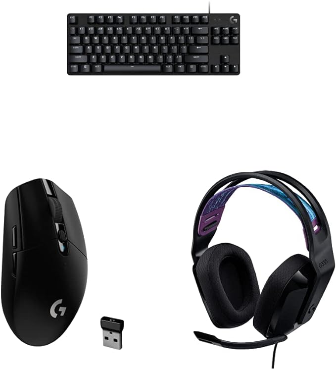 Logitech G413 TKL SE Mechanical Gaming Keyboard + G305 Lightspeed Wireless Gaming Mouse + G335 Wired Gaming Headset Bundle - Black by Unknown
