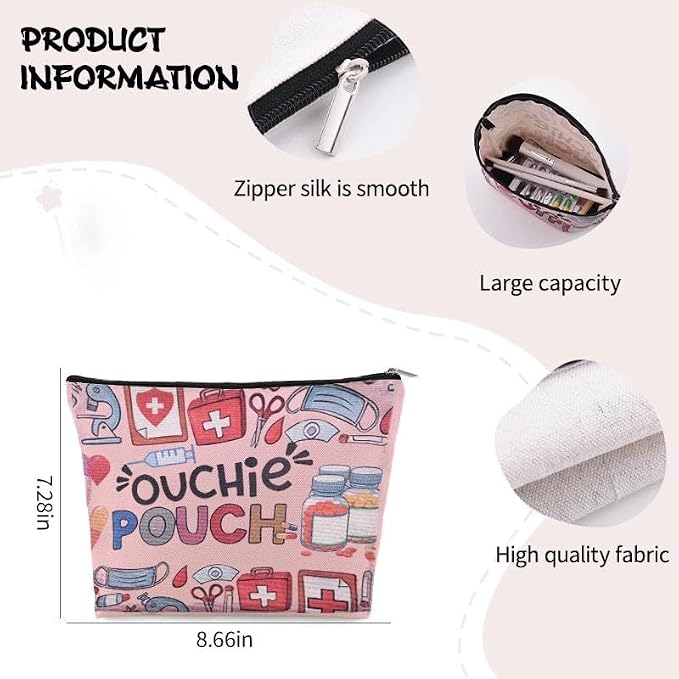 Small Ouchie Pouch Bag Canvas Medicine Storage Bags Wound Care Travel Bag Drug Storage Bags for Medicine First Aid Kit Zipper Pouches Emergency Pouch for Women Girls Doctor Nurse Pouches for Work - Image 3
