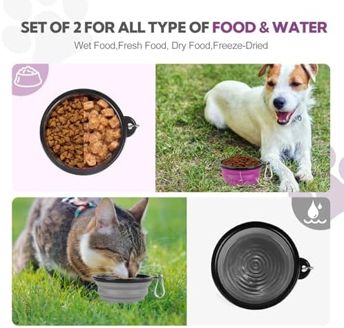 Collapsible Dog Bowl for Travel,2-Pack 12oz Pet Portable Water Food Bowls - Image 2