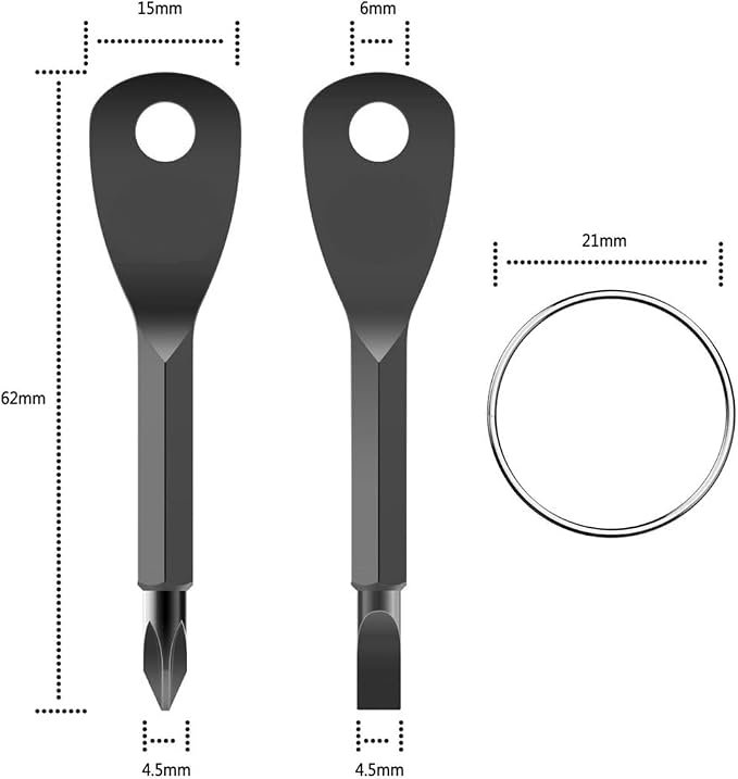 ROSTIVO Mini Phillips Flathead Screwdriver Keychain Cool Gadgets for Men | Mini keychain screwdriver set with Phillips flathead, pocket EDC multitool, cool small gadgets for men daily repair use - Image 2