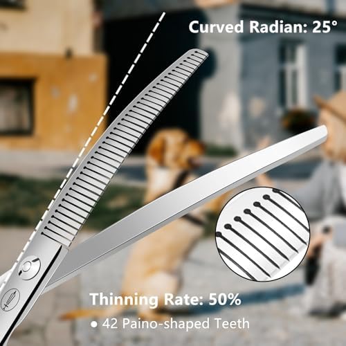 HASHIMOTO Curved Fluffer Scissors for Dog Grooming, 42 Teeth, 7.0 inch. - Image 3