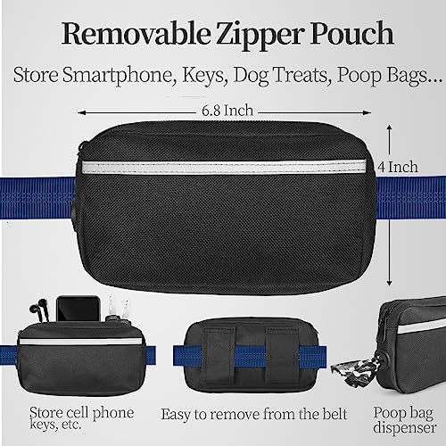 iYoShop Hands Free Dog Leash with Zipper Pouch, Large, 25-120LB, True Navy - Image 2