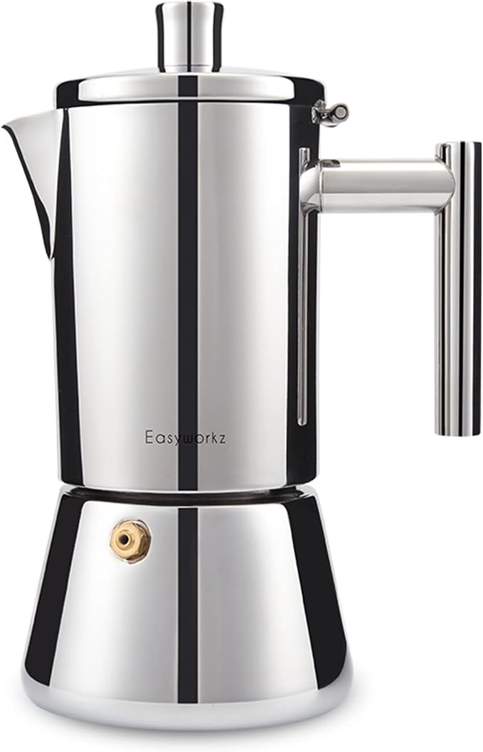 Easyworkz Diego Stovetop Espresso Maker Stainless Steel Italian Coffee Machine Maker 12Cup 17.5 oz Induction Moka Pot by Easyworkz