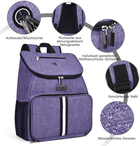 BAGLHER丨Dog Travel Bag, Airline Approved Pet Supplies Backpack, Dog Travel Backpack Accessories Set with 2 Silicone Collapsible Bowls and 2 Food Baskets. Purple - Image 5