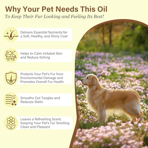 Pet Fur Care Oil - Detangles, Reduces Shedding - Adds Shine with Collagen & Natural Oils - Leave-in Conditioner for Dogs & Cats - 1.01 fl. oz - Image 6