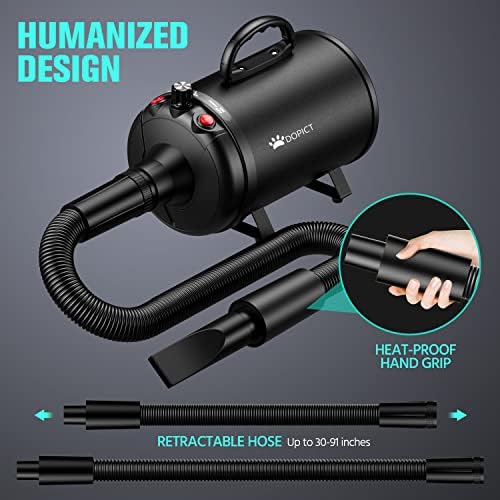 Pet Dryer, 5.2HP/3800W Pet Grooming Dryer with Adjustable Speed and Temperature Control Dog Blow Dryer, Pet Hair Dryer with 3 Nozzle - Image 6