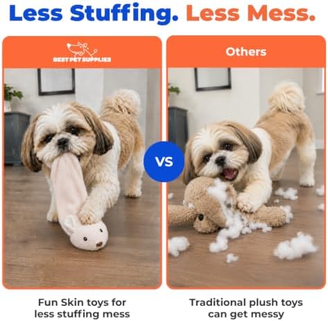 Best Pet Supplies 2-in-1 Stuffless Squeaky Dog Toy - Hare, Medium - Image 5