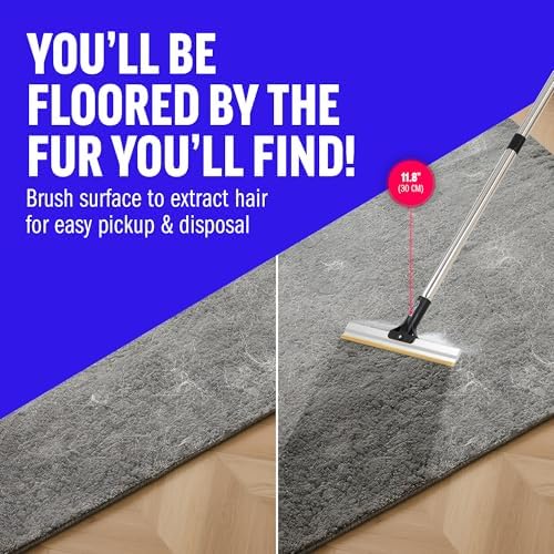 ChomChom Carpet Rake – Adjustable Pet Hair Remover Tool Up to 64 in Long – Deep Clean Embedded Pet Hair with Teeth Technology – Reusable, Quiet – for Carpets, Stairs, Rugs, Pet Beds, Cars & More - Image 2