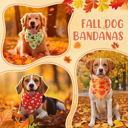 Weewooday 50 Pcs Fall Thanksgiving Dog Bandanas Bulk,Large Pets Charm - Image 6
