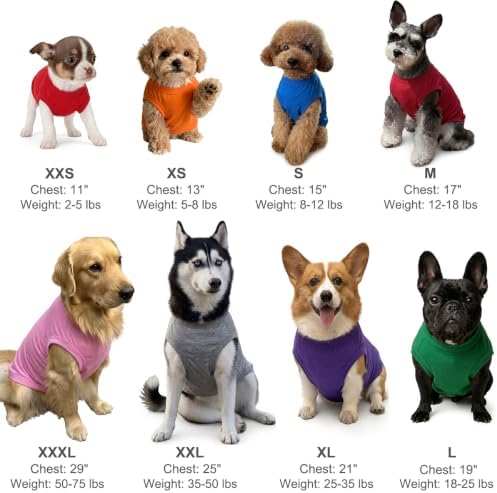 Chol&Vivi Plain Dog Shirt, 4pcs Blank Cotton Shirts Fit for Extra Small to Extra Large Size Dogs, Sleeveless Apparel Soft and Lightweight, Tank Top for All Breeds, Light Blue/Green/Red/Orange, Large - Image 4