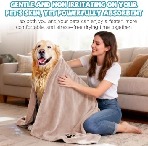 Puomue Microfiber Dog Towels for Drying Dogs, Super Absorbent and Soft Pet Towels for Dogs or Cats, 40''X23.6'', Pet-Friendly, Perfect for Pets of Different Fur Types. (Camel, 40''X23.6'' - 2pack) - Image 5
