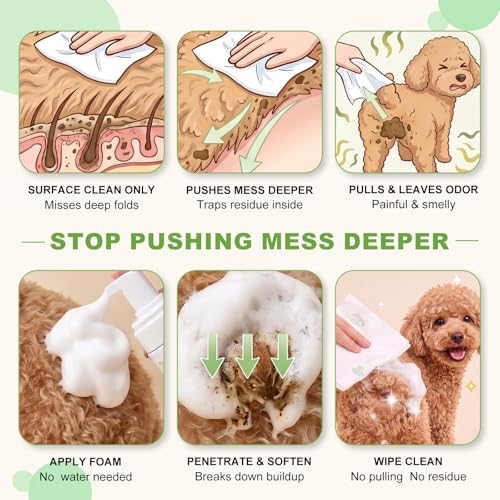 Pet Anal Gland Cleaner & Dog Butt Wash Mousse - No-Rinse Deodorizing Foam for Dogs & Cats - Deep Cleansing for Itchy Scooting, Fishy Odors & Sticky Mess - Image 3